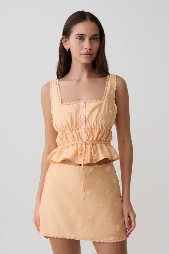 Vivian Embroidered Sleeveless Top – Orange Vivian Embroidered Sleeveless Top – Orange