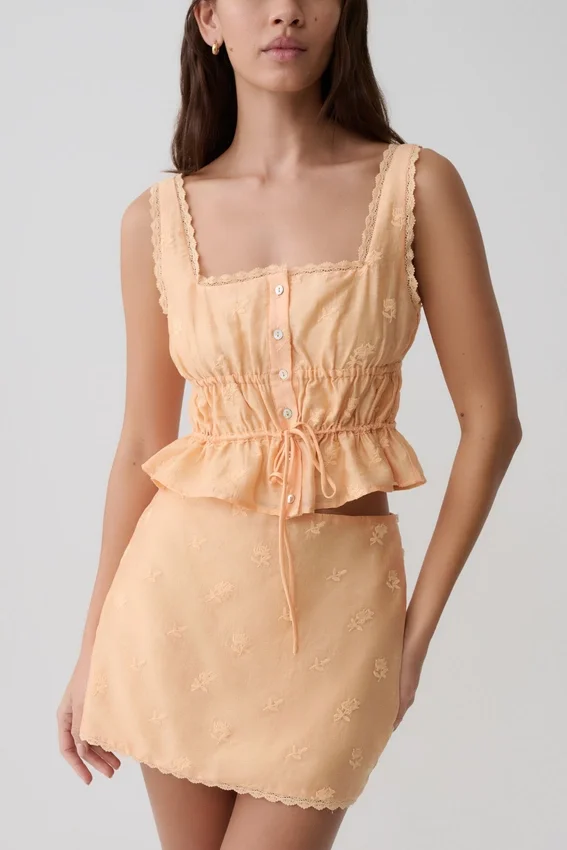 Vivian Embroidered Sleeveless Top – Orange Vivian Embroidered Sleeveless Top – Orange