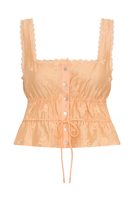 Vivian Embroidered Sleeveless Top – Orange Vivian Embroidered Sleeveless Top – Orange