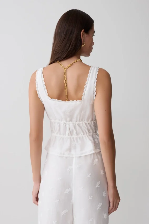 Vivian Embroidered Sleeveless Top – White Vivian Embroidered Sleeveless Top – White