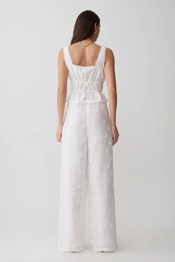 Vivian Embroidered Sleeveless Top – White Vivian Embroidered Sleeveless Top – White