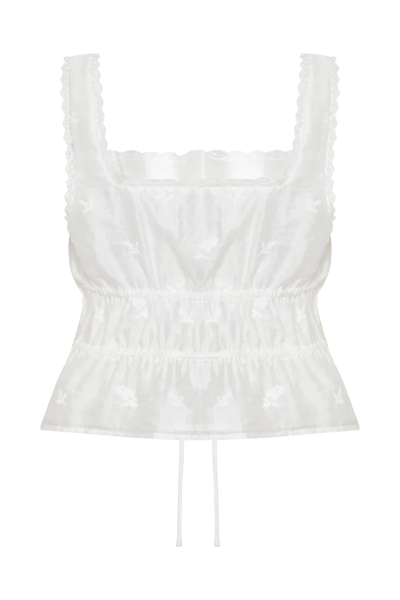 Vivian Embroidered Sleeveless Top – White Vivian Embroidered Sleeveless Top – White