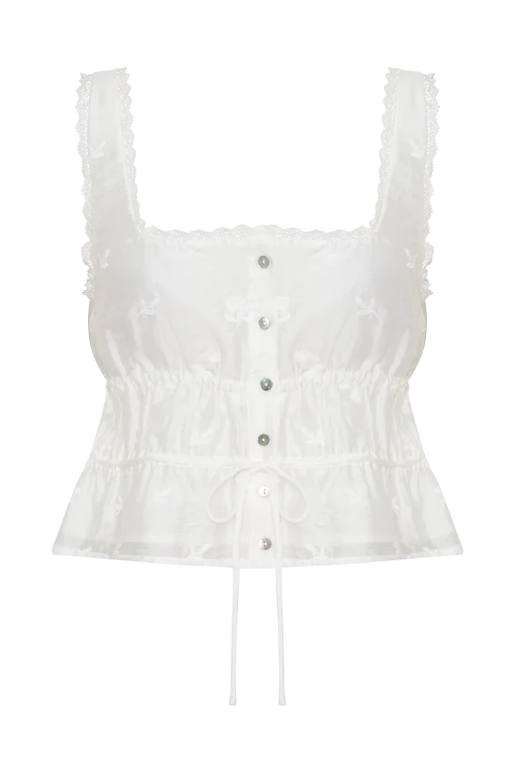 Vivian Embroidered Sleeveless Top – White Vivian Embroidered Sleeveless Top – White
