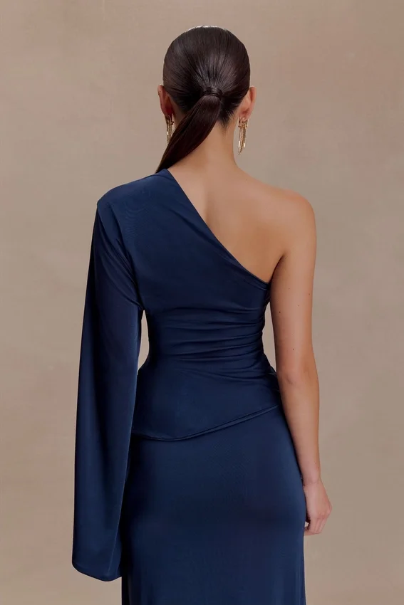 Vivica Slinky One Shoulder Top – Midnight Navy Vivica Slinky One Shoulder Top – Midnight Navy