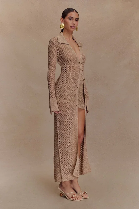 Waverley Metallic Knit Swim Cover Up – Gold Waverley Metallic Knit Swim Cover Up – Gold
