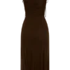 Willa Gathered Mesh Midi Dress – Chocolate Willa Gathered Mesh Midi Dress – Chocolate