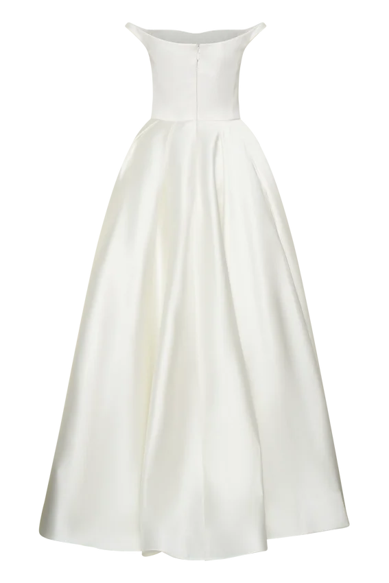 Willow Off Shoulder Satin Maxi Gown – White Willow Off Shoulder Satin Maxi Gown – White