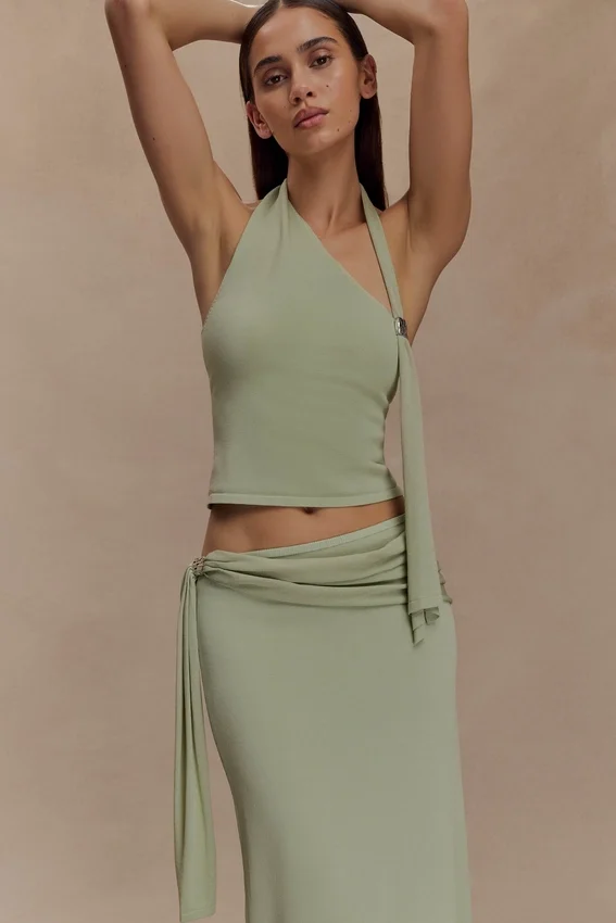 Xanthia Knit Halter Top – Pastel Green Xanthia Knit Halter Top – Pastel Green