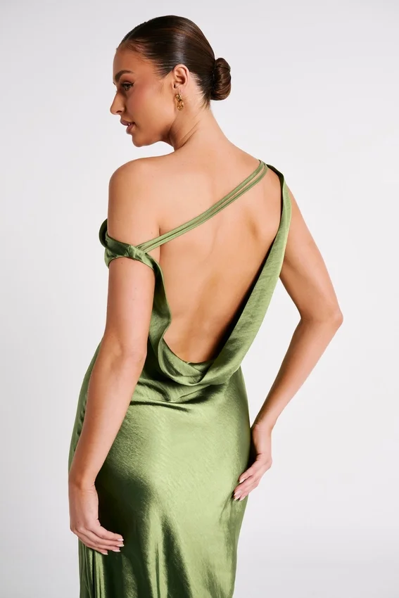 Yvette Slip Maxi Dress With Asymmetrical Hem – Emerald Yvette Slip Maxi Dress With Asymmetrical Hem – Emerald
