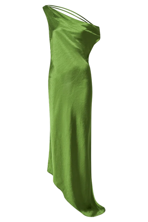 Yvette Slip Maxi Dress With Asymmetrical Hem – Emerald Yvette Slip Maxi Dress With Asymmetrical Hem – Emerald