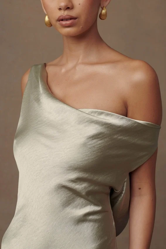 Yvette Slip Maxi Dress With Asymmetrical Hem – Sage Yvette Slip Maxi Dress With Asymmetrical Hem – Sage