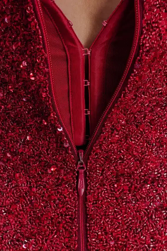Zander Hand Beaded Strapless Mini Dress – Red Ombre Zander Hand Beaded Strapless Mini Dress – Red Ombre