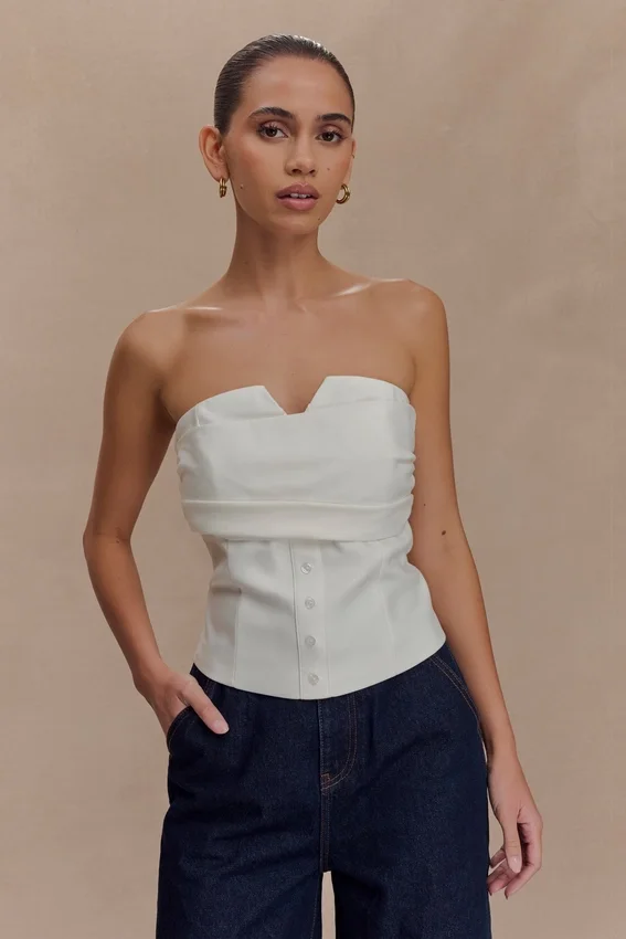 Zillah Strapless Cotton Top – White Zillah Strapless Cotton Top – White