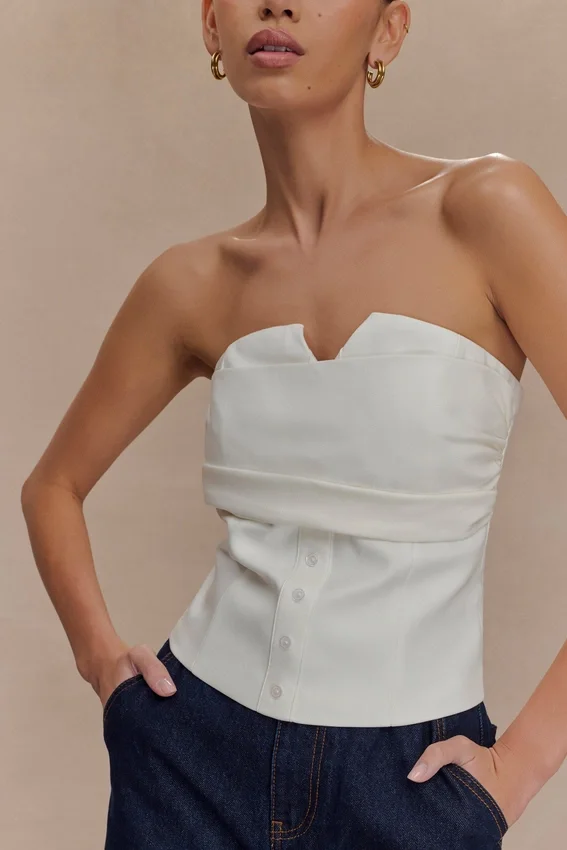 Zillah Strapless Cotton Top – White Zillah Strapless Cotton Top – White