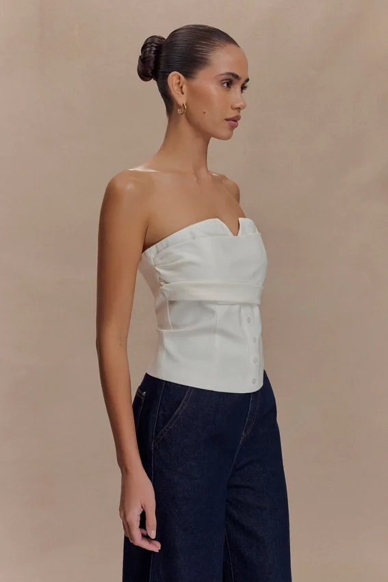 Zillah Strapless Cotton Top – White Zillah Strapless Cotton Top – White