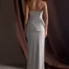 Zuri Hand Beaded Embellished Maxi Skirt – Silver